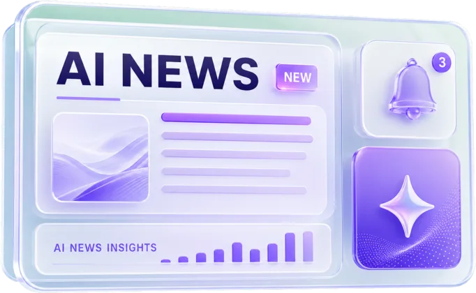 Glass AI news dashboard with update badge and notification bell