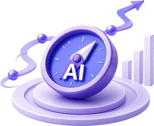 Premium 3D AI side hustle compass with a rising path